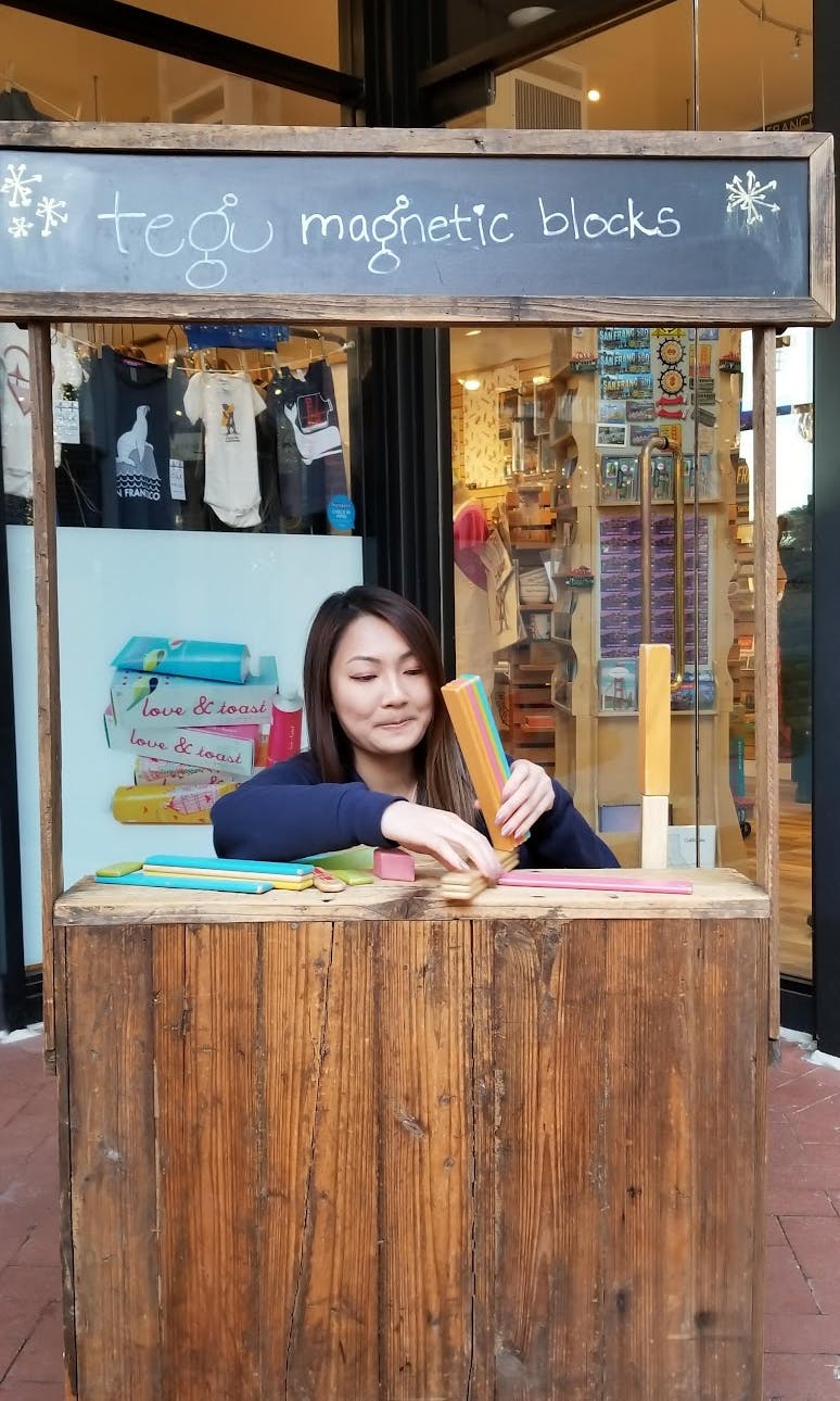 Photo of jen doing blocks