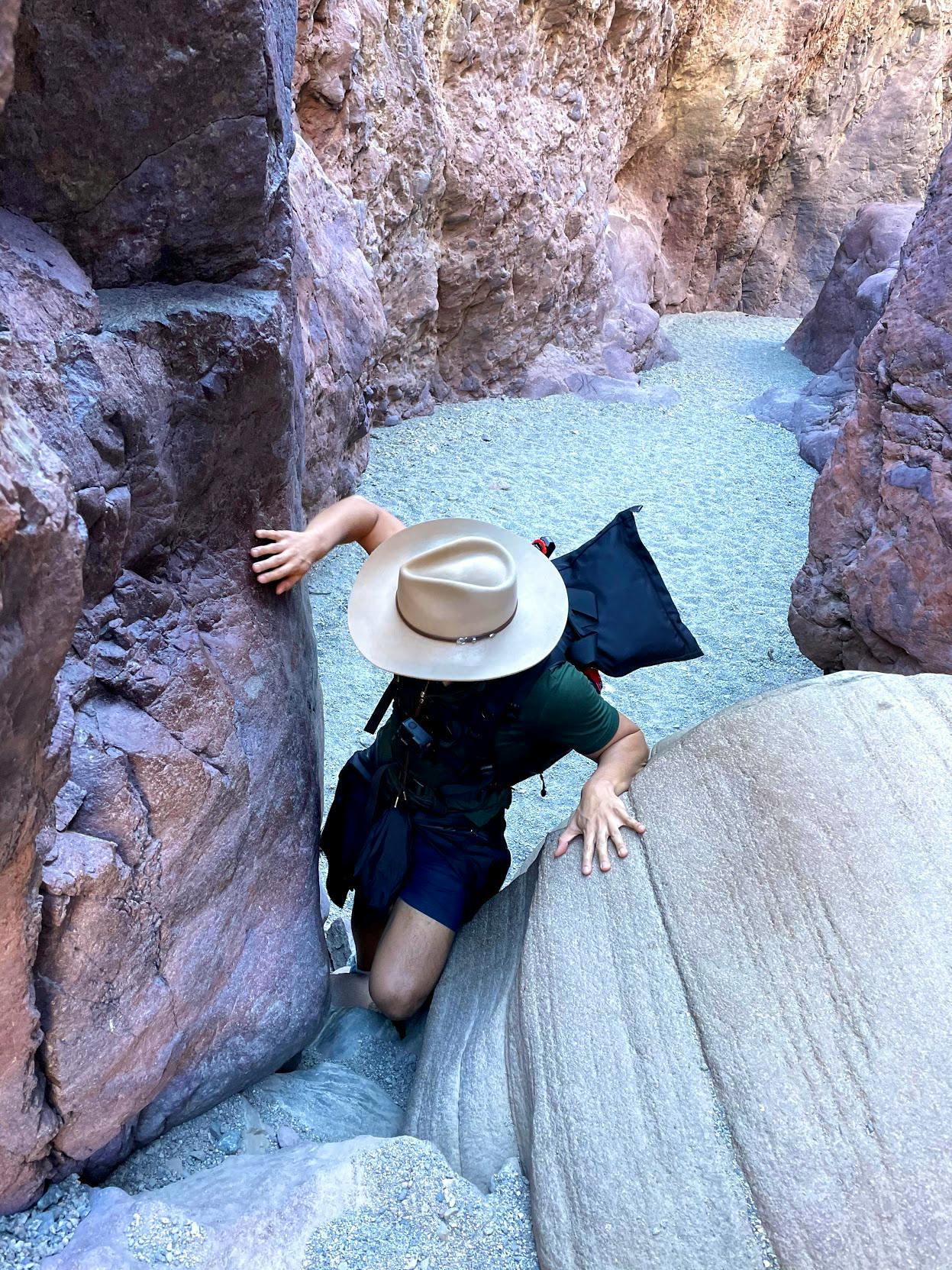 The trail requires a steeper drop at one part.